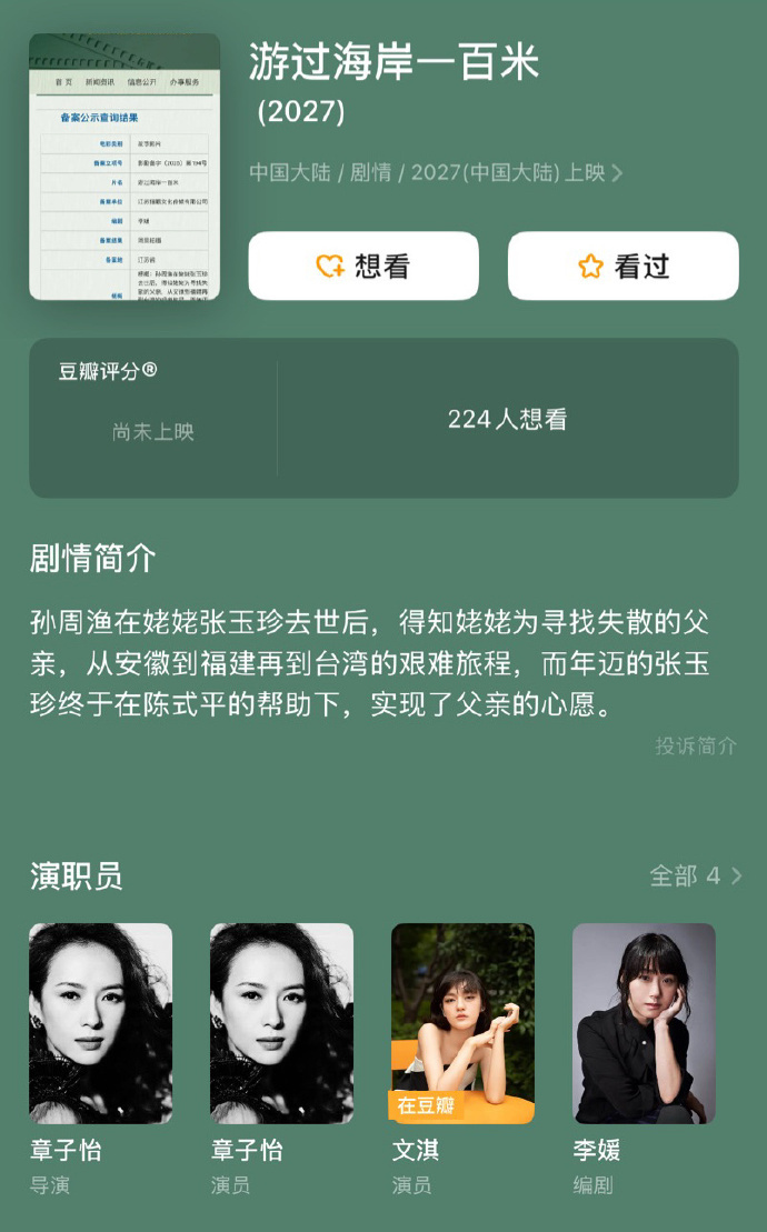 李媛执笔！章子怡导演处女作《游过海岸一百米》 -1
