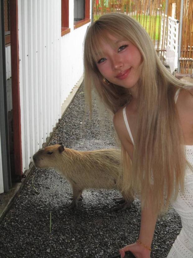 小S大女儿Elly晒金发海边美照 投喂卡皮巴拉心情大好 -2