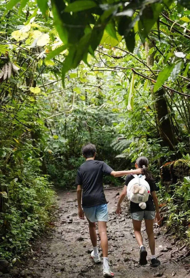 孙俪分享爬山日常：一家四口同框 等等身高已赶超妈妈 -3