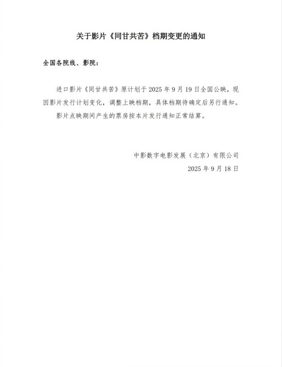 惊悚爱情电影《同甘共苦》撤档 具体上映日期待定 -1