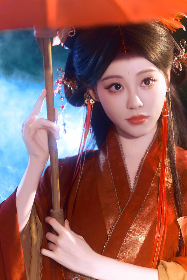 祝绪丹化身暗夜修罗！一袭红衣执伞危险又迷人 -1